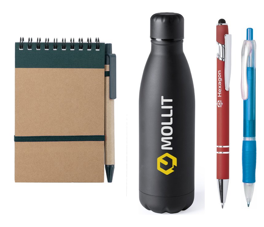 Carnet, gourde et stylos personnalisés